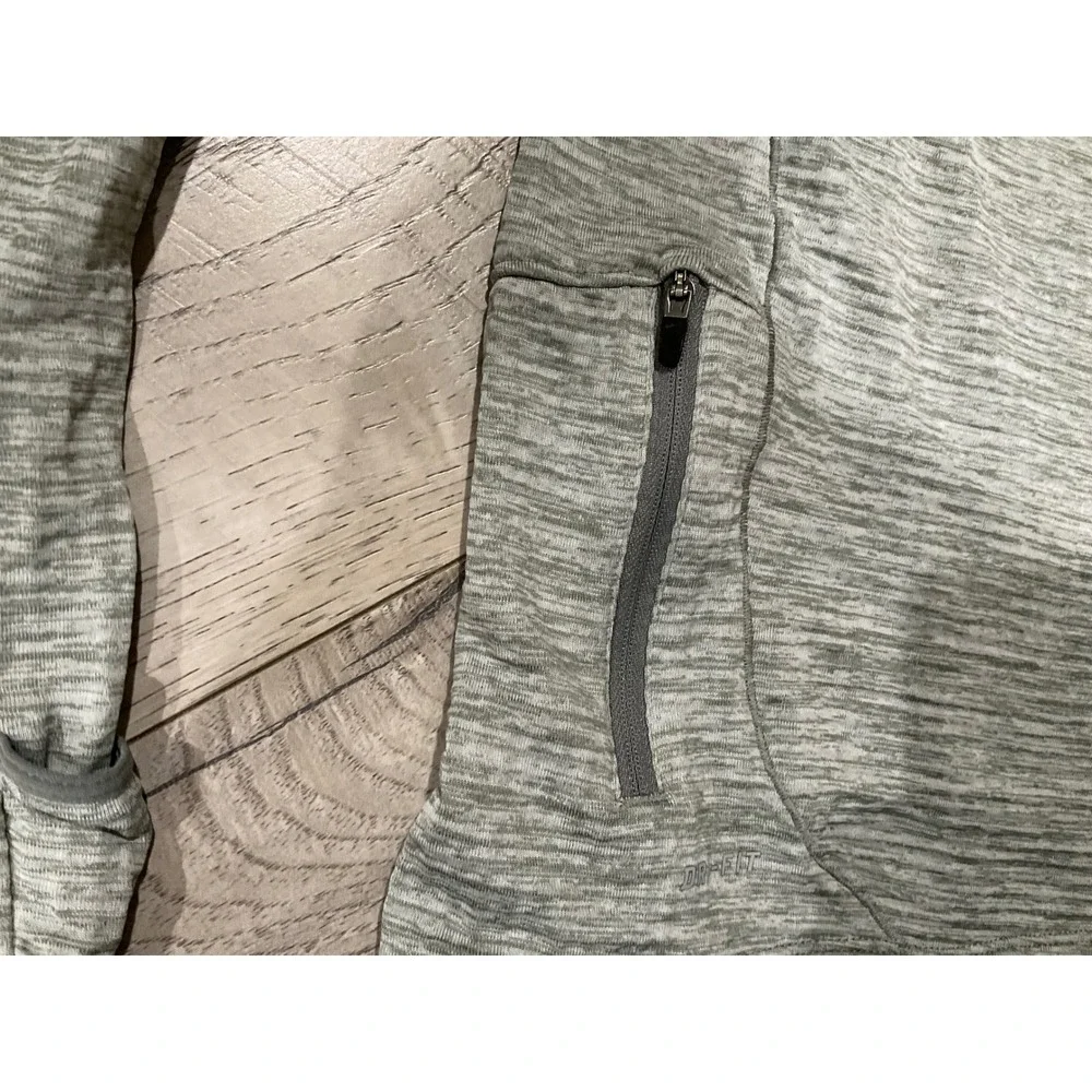 Nike Dri-FIT Womens Half Zip Running Top Grey Space‎ Dye Waffle Fleece Medium